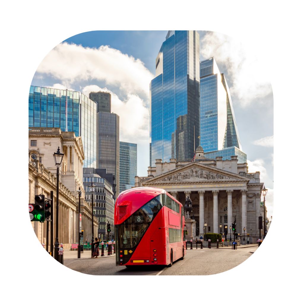 London bus in the city for a page about Sole Representative of an Overseas Business UK Visa Extension