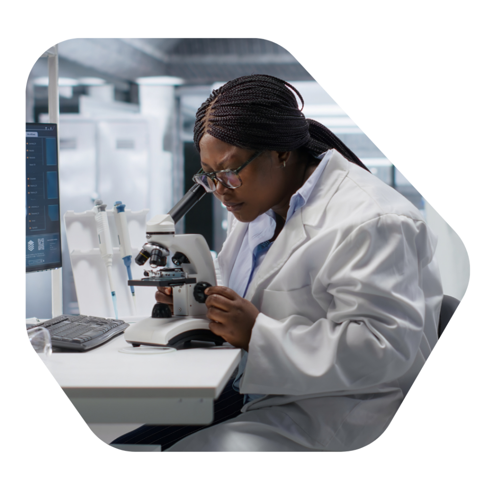 black female scientist in lab. Global Talent
Visa UK Expert